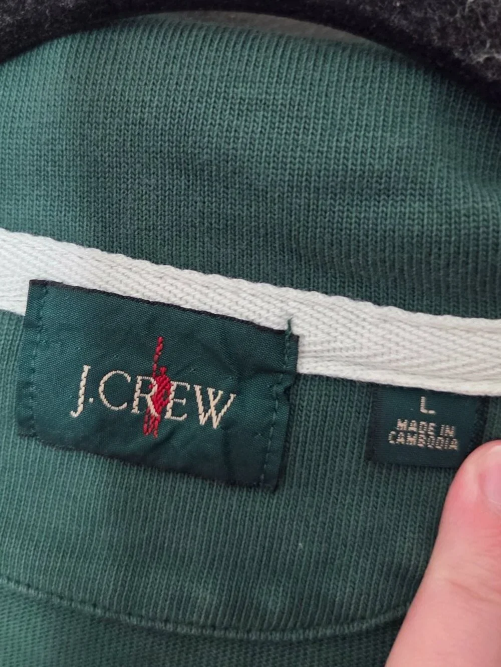 J. CREW Solid Green Half Zip Rugby Shirt